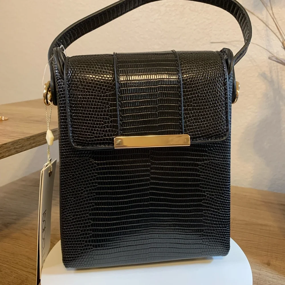 Lizard Print Frame Small Vegan Leather Handle Clutch Purse